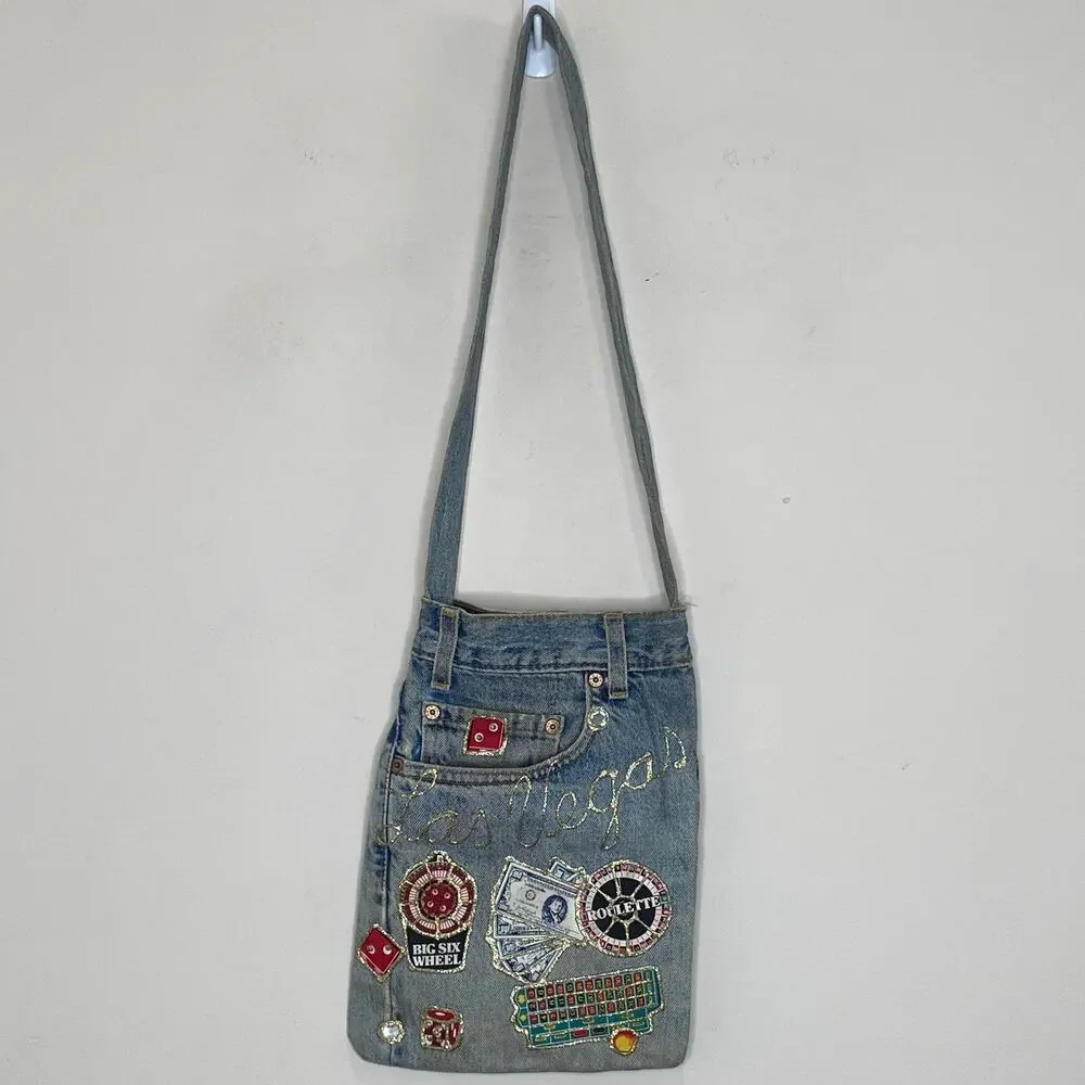 Las Vegas Vintage UNIQUE Hand Crafted Jean Shoulder Bag Made from Levi's 550